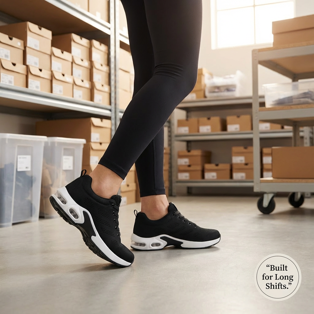 Long-shift comfort shoes for active work environments