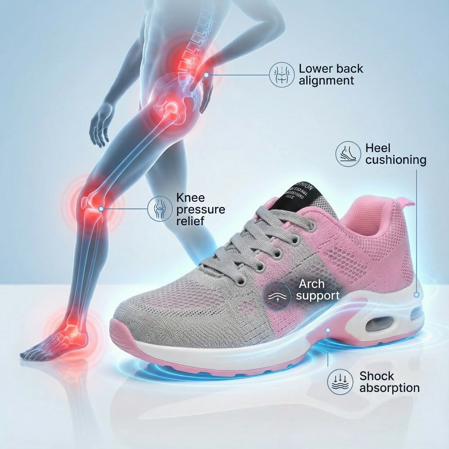 Orthopedic sneaker heel and arch support