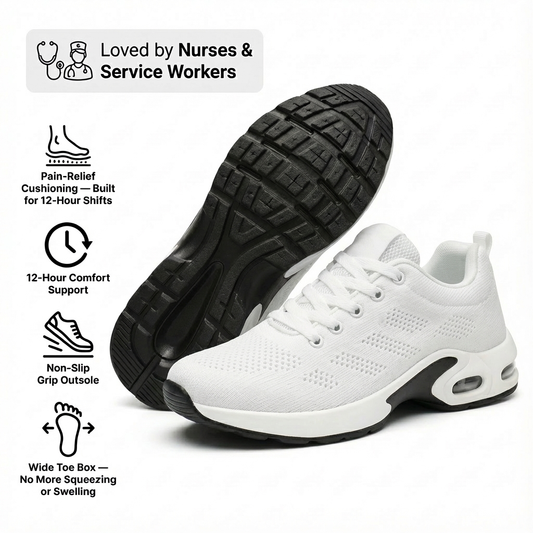 OrthoCare™ Pro – 12-Hour Shift Comfort Shoes for Heel & Plantar Fasciitis Relief (White)