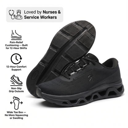 Orthora™ Fly — 12-Hour Shift Shoes for All-Day Foot, Knee & Back Pain Relief (Black)