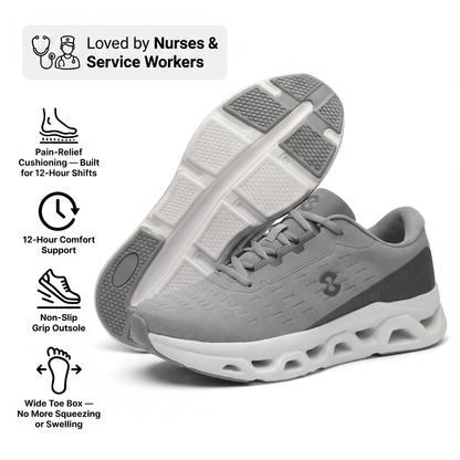 Orthora™ Fly — 12-Hour Shift Shoes for All-Day Foot, Knee & Back Pain Relief (Gray)