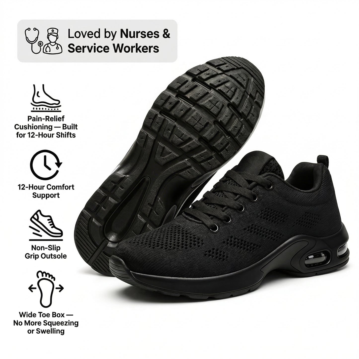 Orthora™ Pro — 12-Hour Shift Shoes for All-Day Foot, Knee & Back Pain Relief