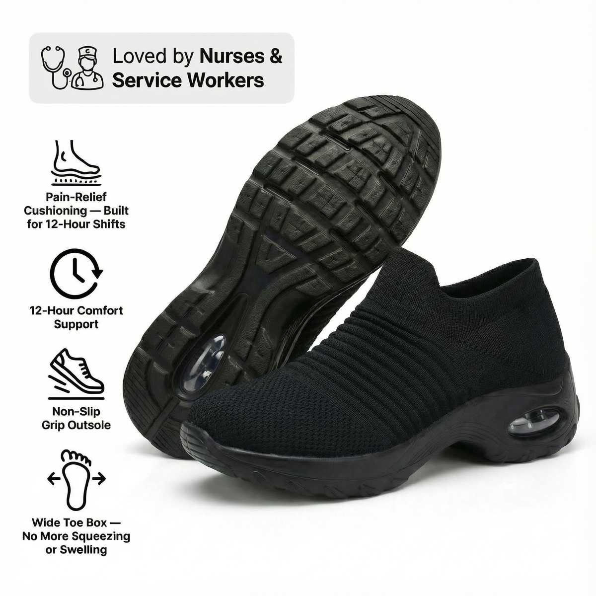 Breathable No-Tie Stretch Shoes – Orthora Footwear