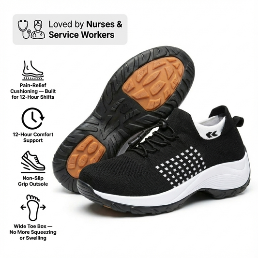 ShiftPro™ – 12-Hour Comfort Shoes for Heel & Plantar Fasciitis Relief - Black and White