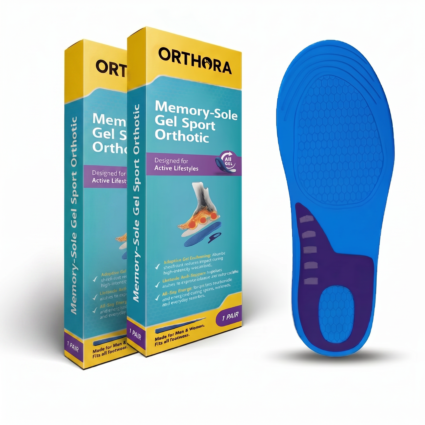 2-Pack Memory-Sole Gel Sport Orthotic Insoles