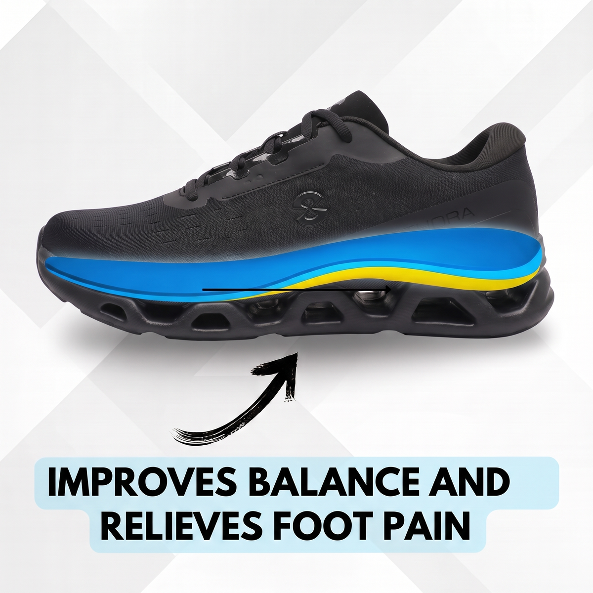 Orthora™ Fly — 12-Hour Shift Shoes for All-Day Foot, Knee & Back Pain Relief (Black)