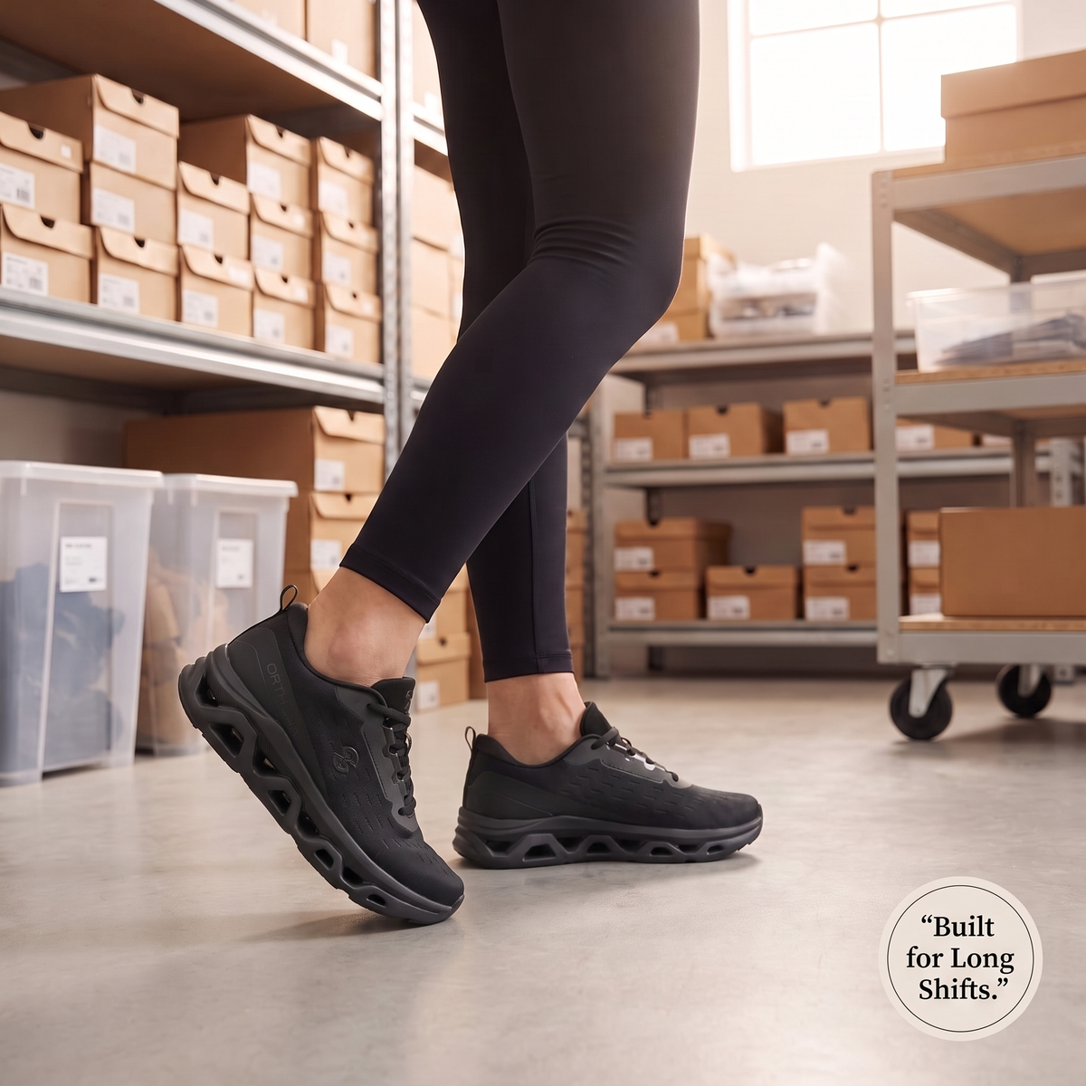 Orthora™ Fly — 12-Hour Shift Shoes for All-Day Foot, Knee & Back Pain Relief (Black)