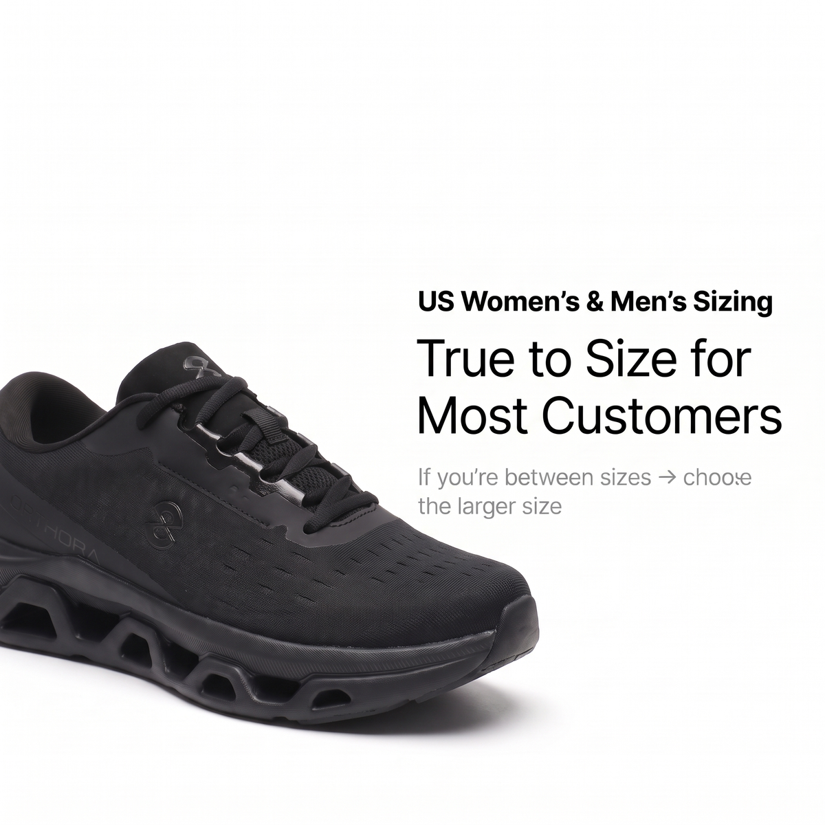 Orthora™ Fly — 12-Hour Shift Shoes for All-Day Foot, Knee & Back Pain Relief (Black)
